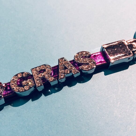 Mardi Gras Rhinestone Keychain In Silver & Purple - Picture 3 of 4